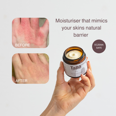 before and after image of tallo skin tallow skincare