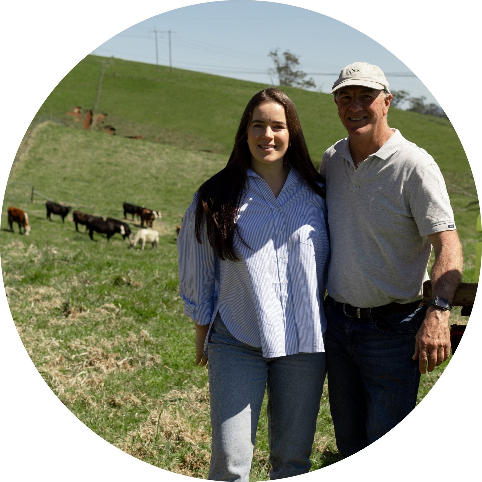 Two people standing in a field with cows in the background for Tallo Skin Tallow Skincare