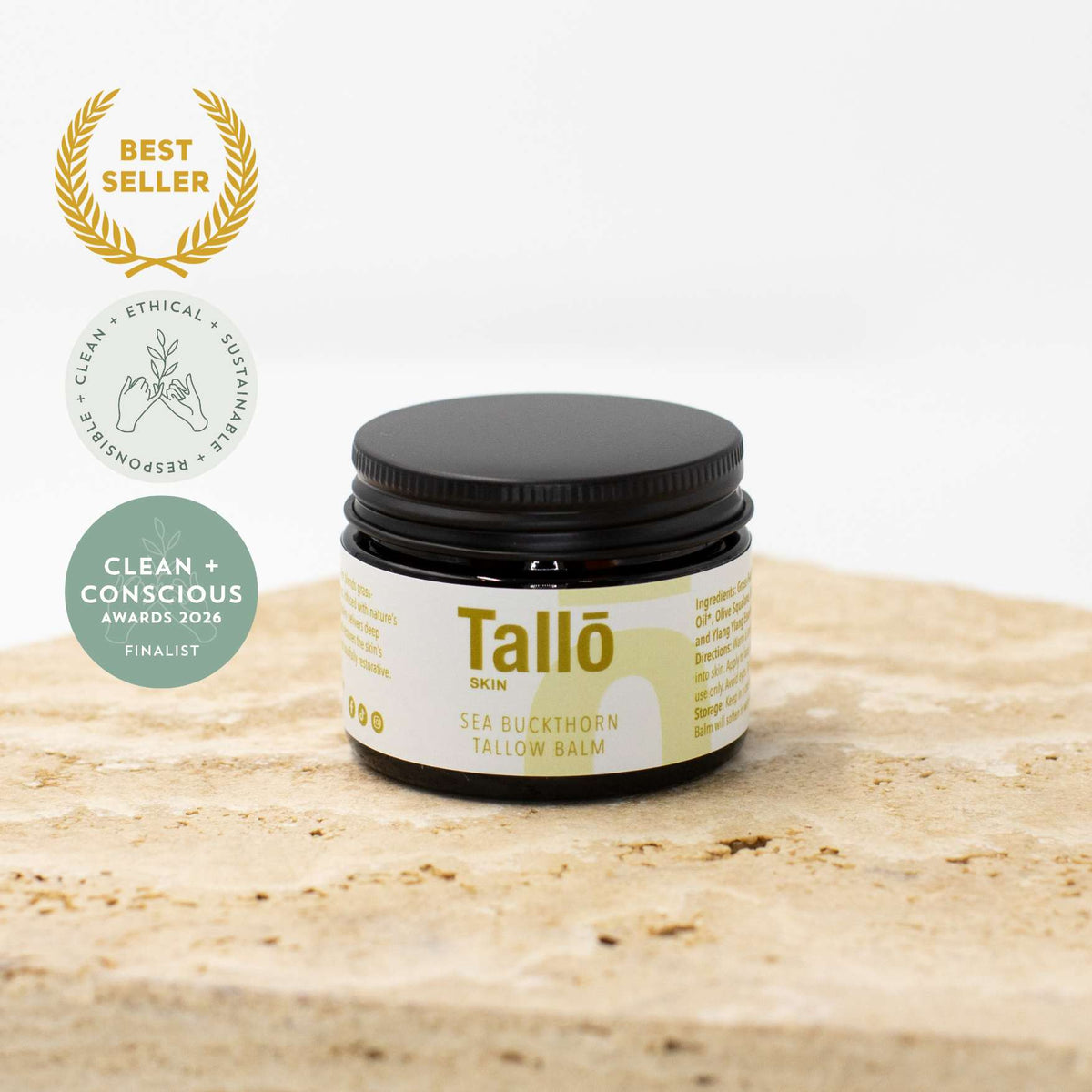 Tallo Skin Sea buckthorn Tallow Balm Clean + Conscious Awards Finalist 