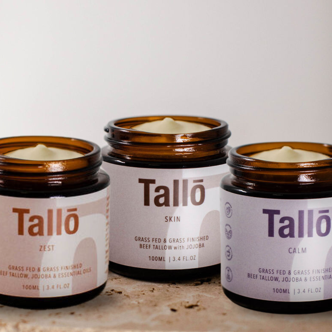 All three of our tallow skincare creams made in australia - Zest, Skin and Calm